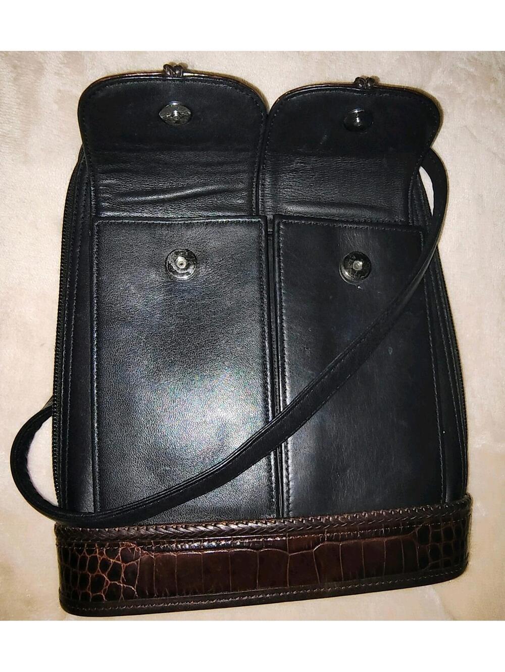 BRIGHTON Leather Backpack Shoulder Bag Black Brown Great Bag Silver Charms - Picture 5 of 8